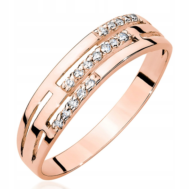 Ružový zlatý prsteň pr. 585 s diamantmi 0,15ct