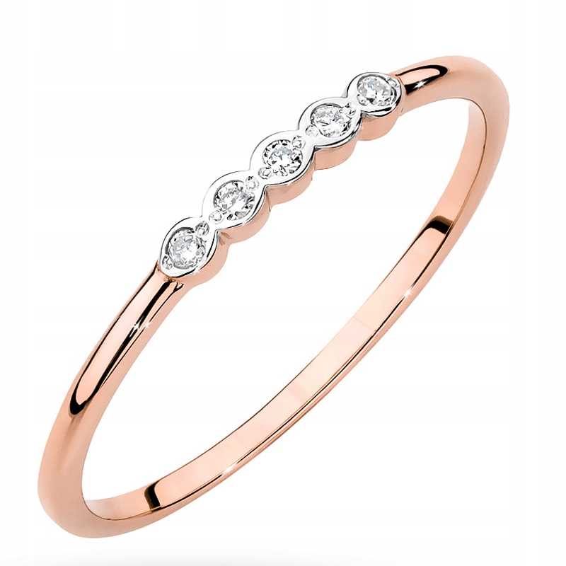 Ružový zlatý prsteň 585 s diamantmi 0,04ct