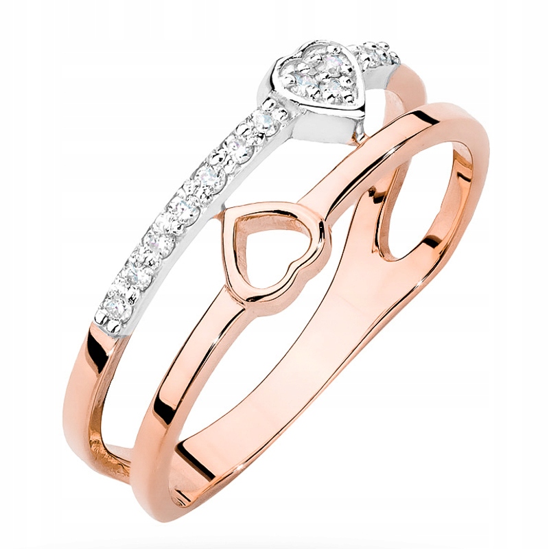 Ružový zlatý prsteň 585 s diamantmi 0,10ct