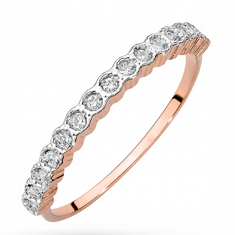 Ružový zlatý prsteň 585 s diamantmi 0,13ct