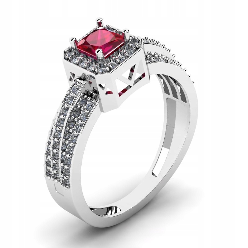 BIELY ZLATÝ GLOSSY RUBY PRSTEN