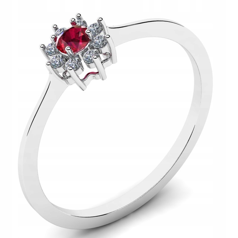 RUBY RING S BIELOU ZLATOU HVIEZDOU 14KR