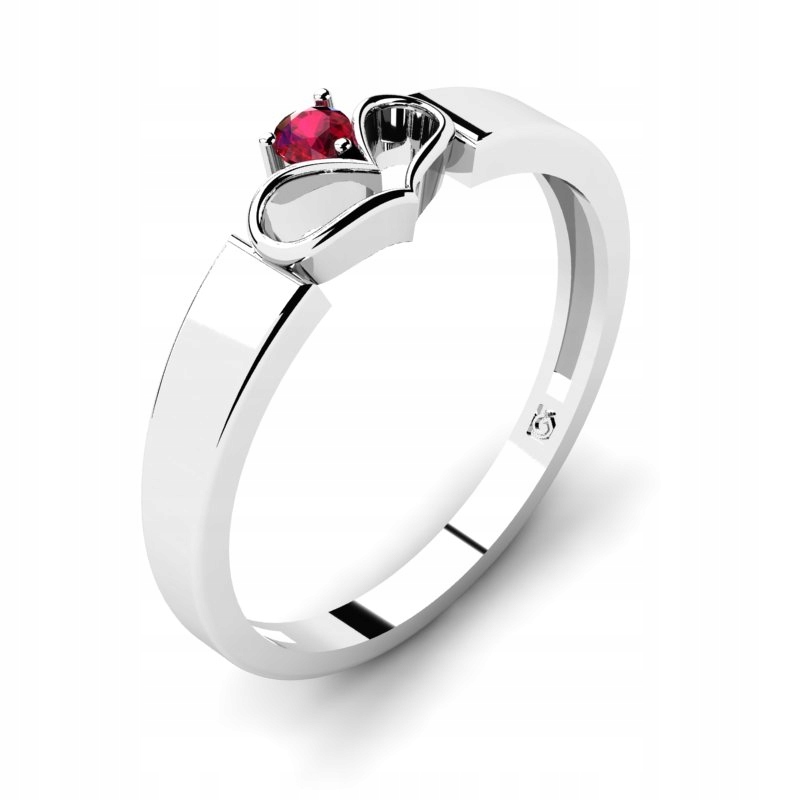 BIELY ZLATÝ SRDCE RUBY RING