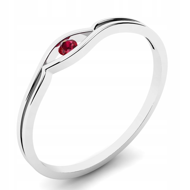 14K BIELY ZLATÝ ZÁBAVA RUBY RING