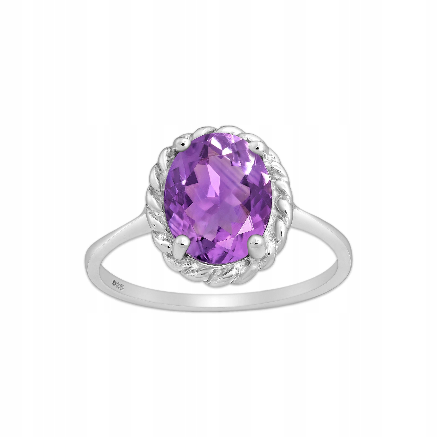Rodium Silver Ring s ametystémom 16
