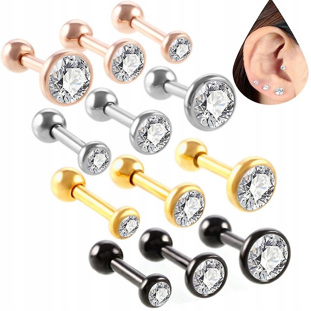 Pink-Gold-3 PCS. Okamžité náušnice Stud