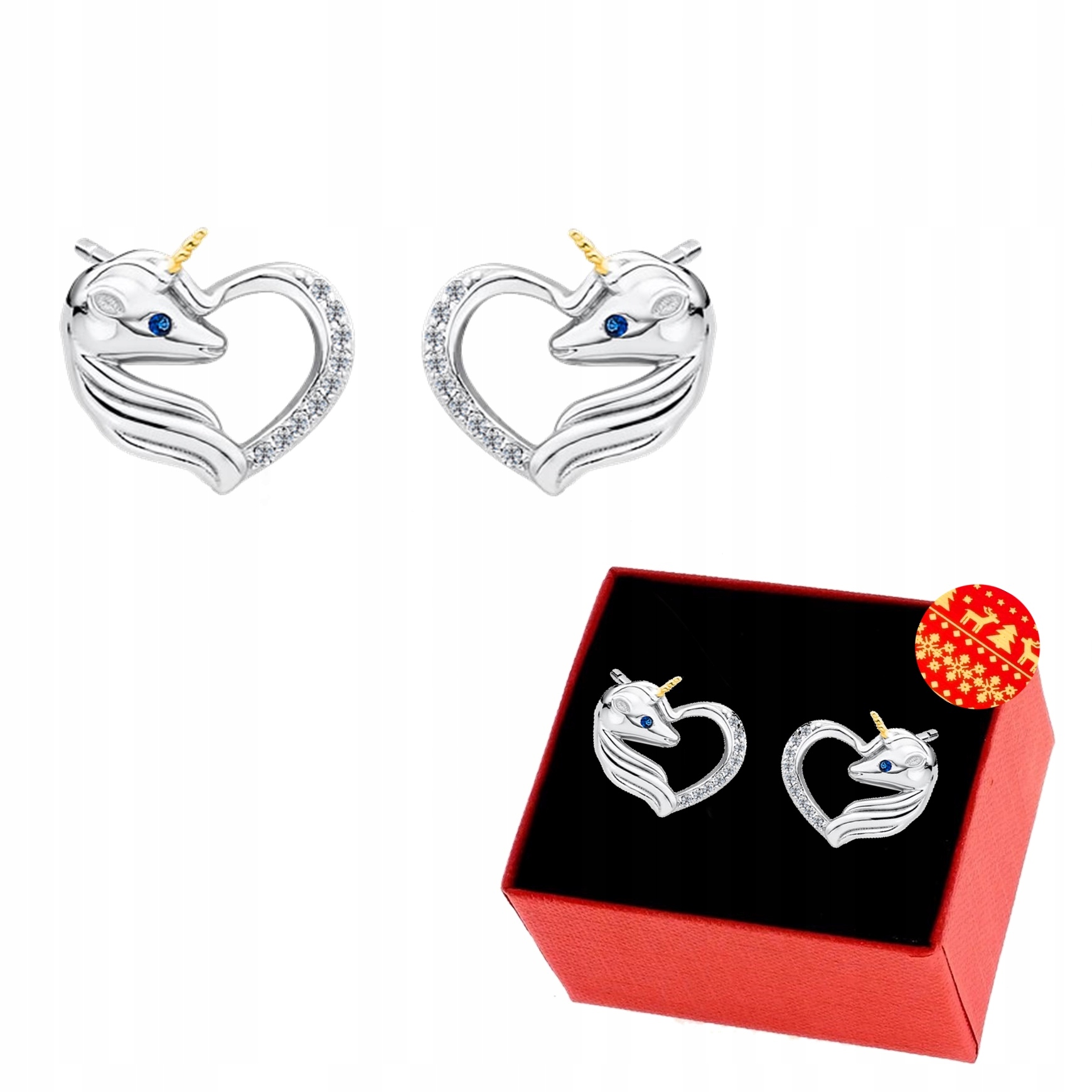 SRDCE UNICORN EARRINGS ZIRCONIA 925 HQ