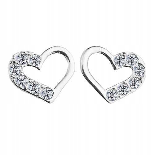 Náušnice s srdcom s KR Swarovski srdce striebro 925