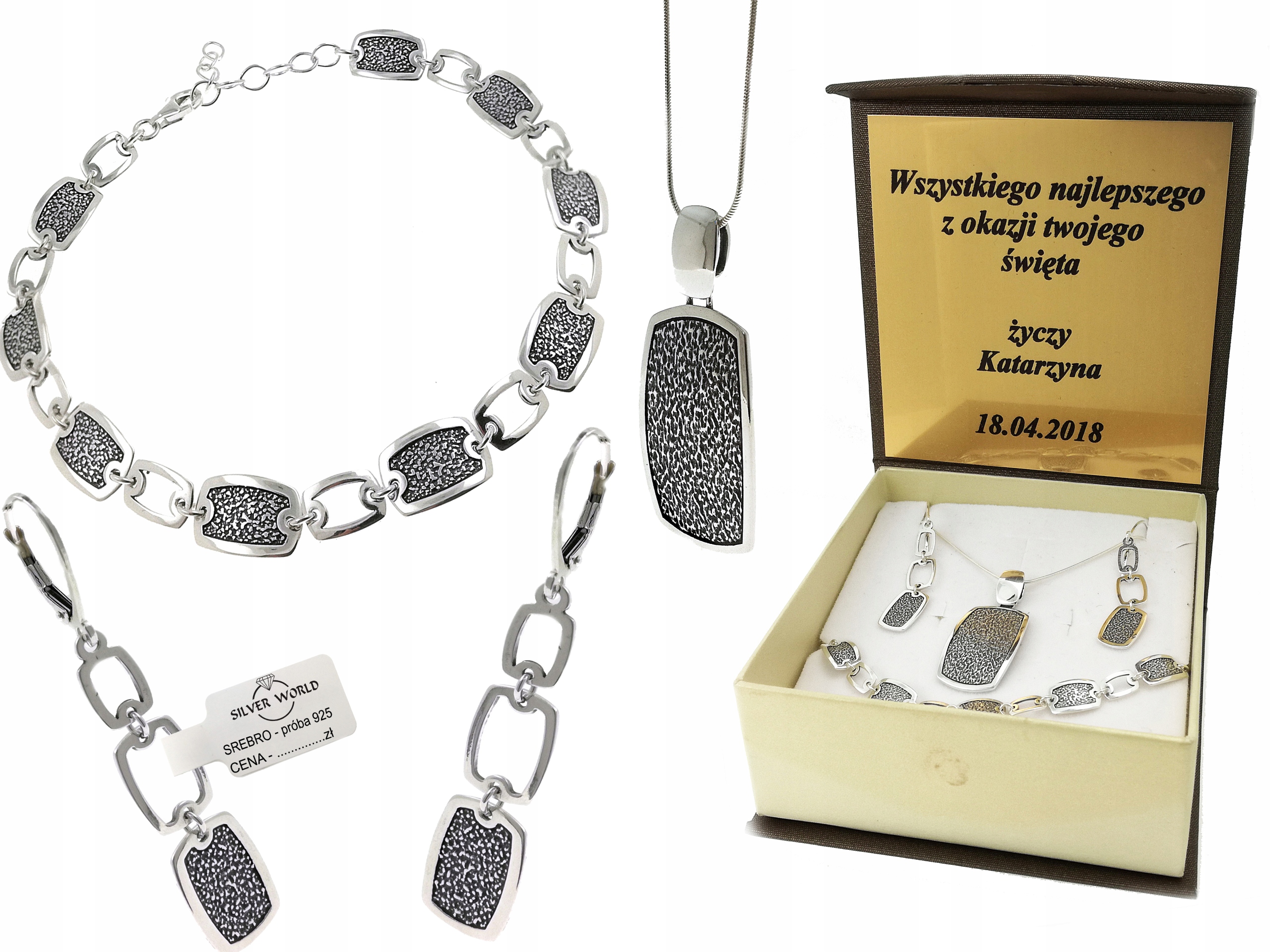 Krásna elegantná súprava 925 šperkov +gravírovanie