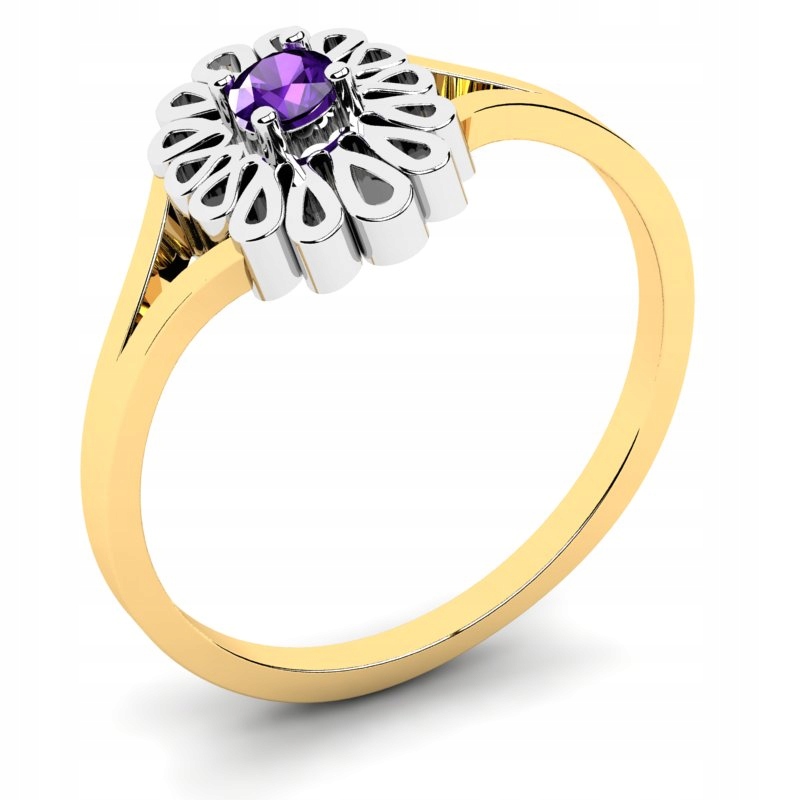 CUTE GOLD RING FIALOVÁ ZIRKÓNIA 14KR