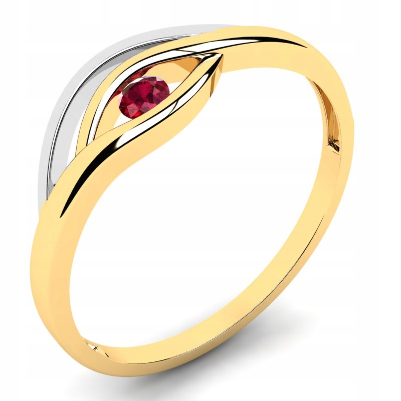 ROZBÚRANÝ ZLATÝ PRSTEŇ S RUBY ZIRCONIA 24H