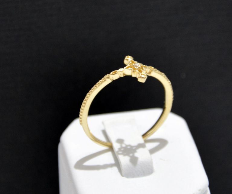 LOVELY GOLD CROSS RING 585 R.15