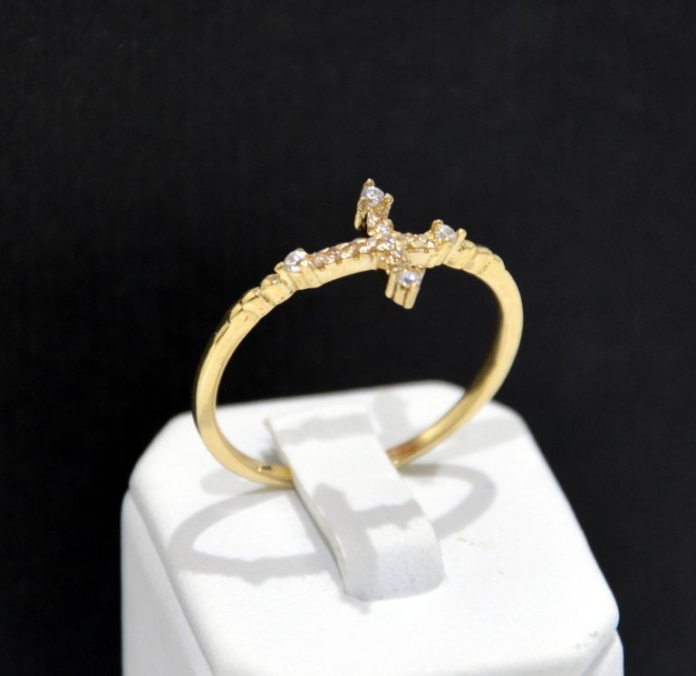 LOVELY GOLD CROSS RING 585 R.20