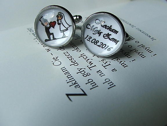 Svadobný mladý pár košele Cufflinks Dátum Milujem svoju ženu