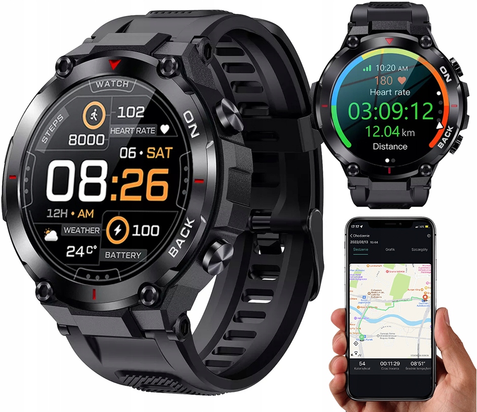 Pánské hodinky - Smartwatch s GPS Men's Watch Polish Menu Sport Sport