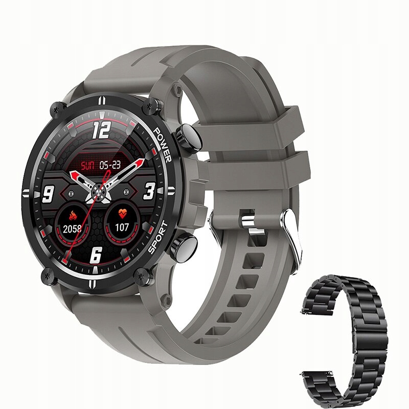 Unisex hodinky - Smartwatch Watch-13 Grey Black STL 22 mm