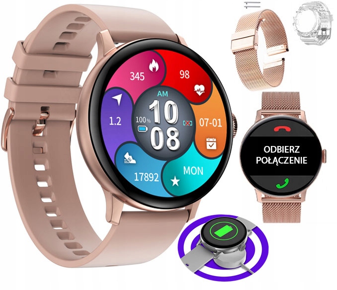 Dámske hodinky - Smartwatch Watch 2 Stripes Konverzácie SMS PL Indukcia