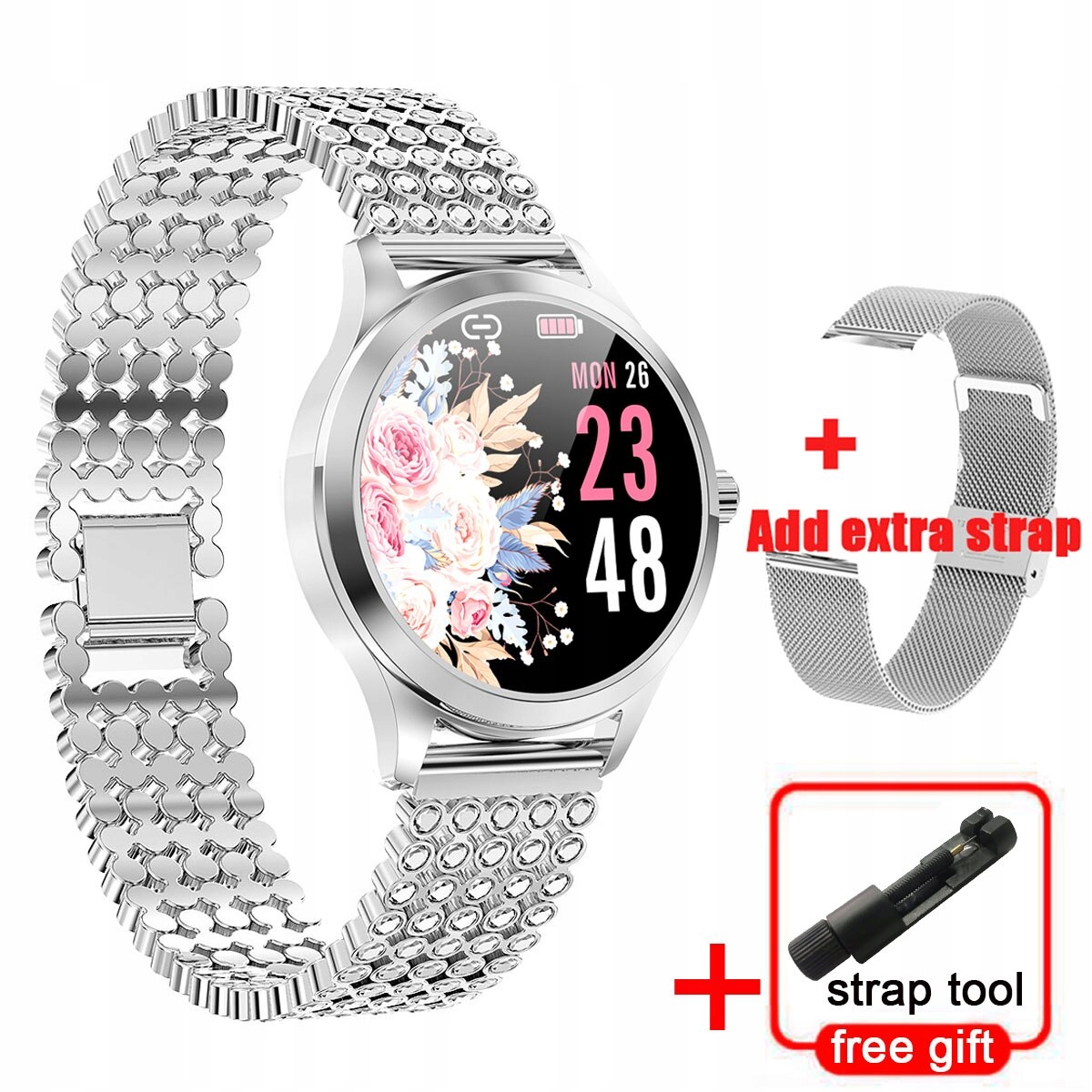Unisex hodinky - Strieborné prúžky Smartwatch Watch-2 pre hodinky