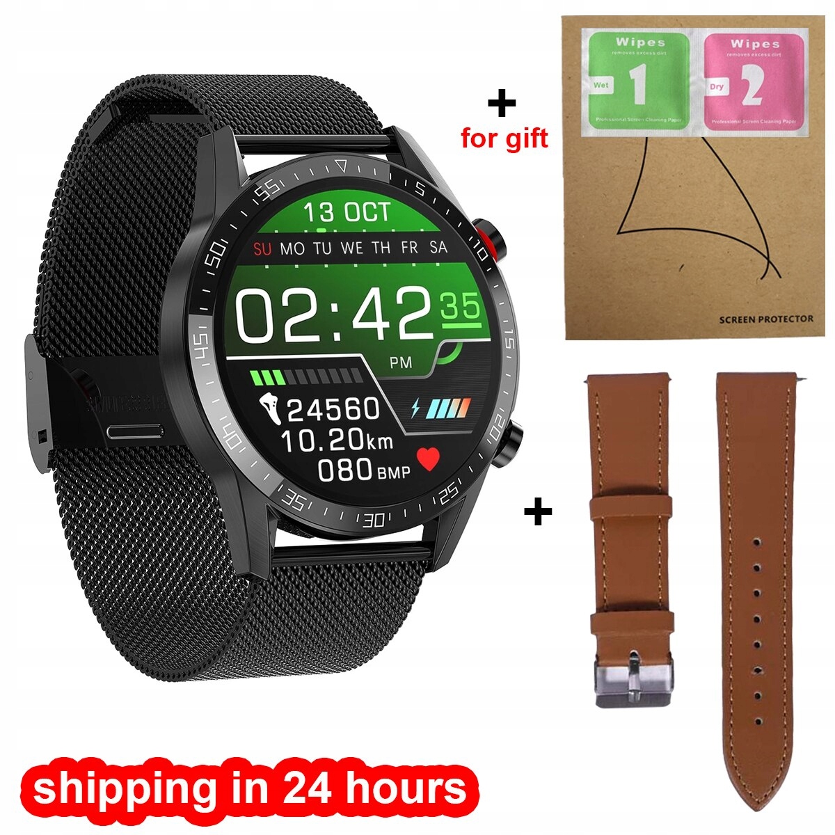 Unisex hodinky - Smartwatch Watch-BK-STAL BN-SKÓRA