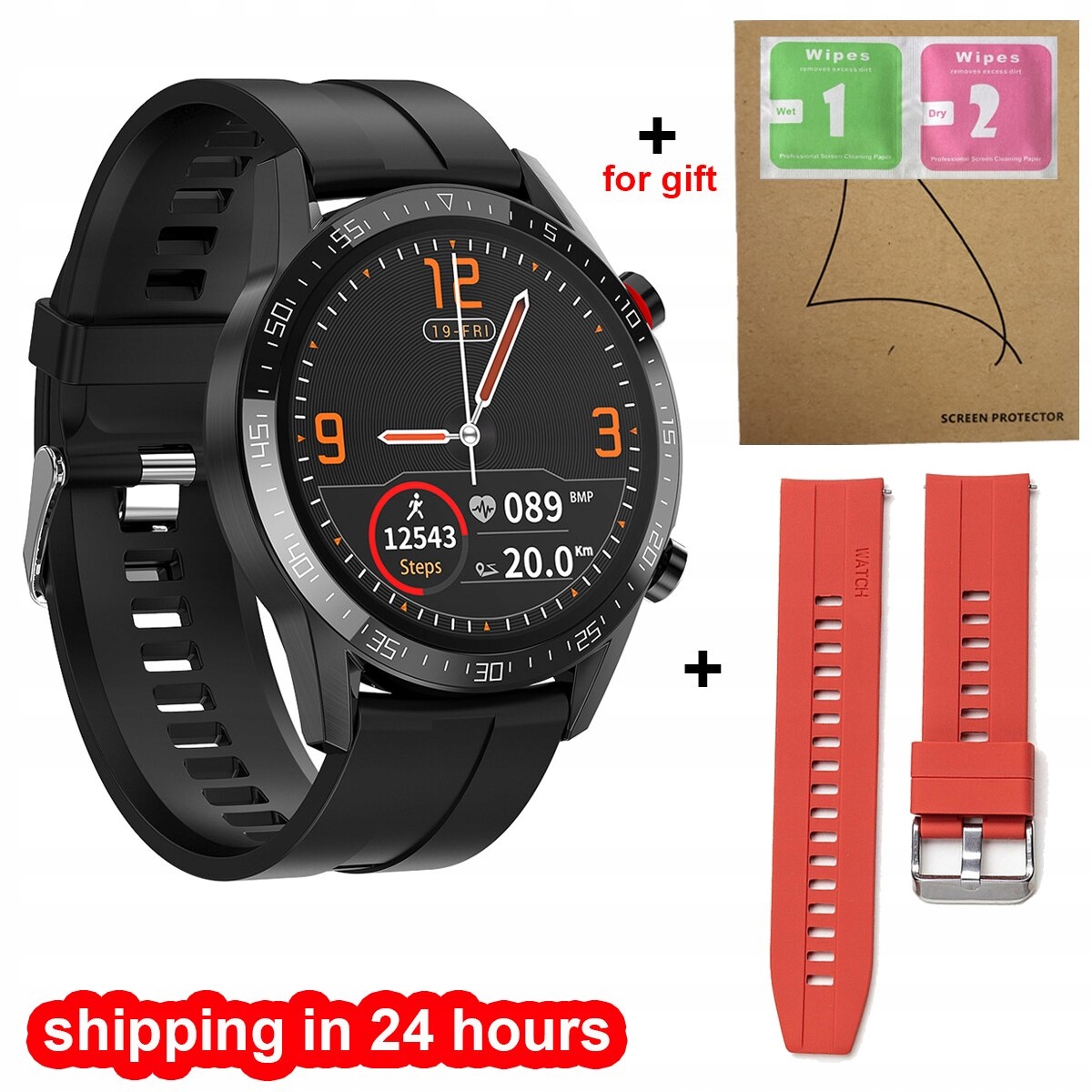 Unisex hodinky -  Smartwatch Watch-BK-KAUCZUK RD-GUMA
