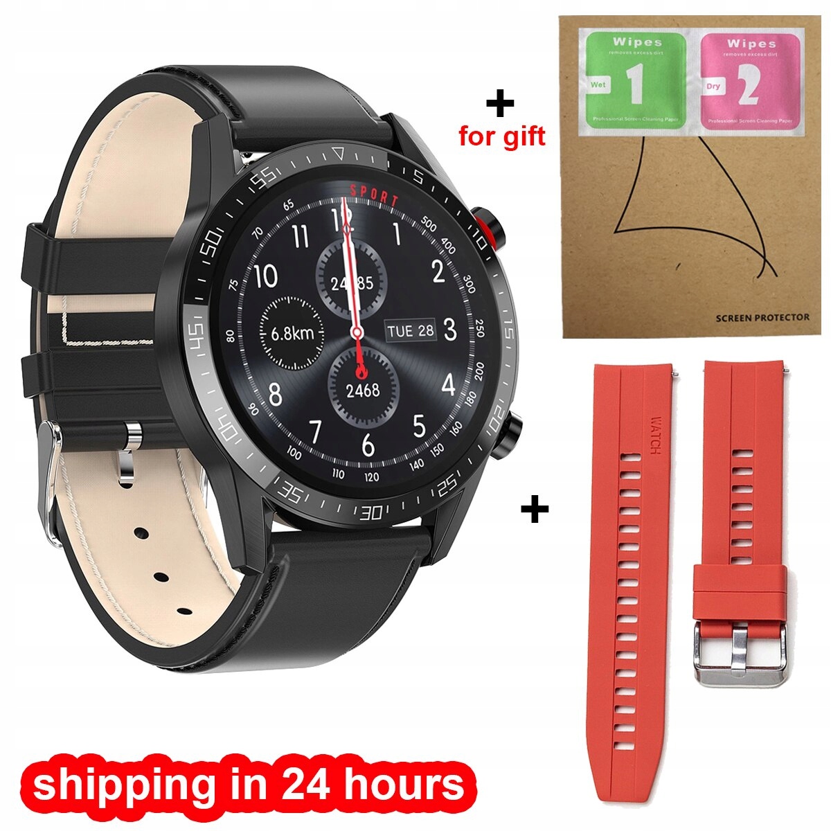 Unisex hodinky - Smartwatch Watch-Bk-SKóra Rd-Guma