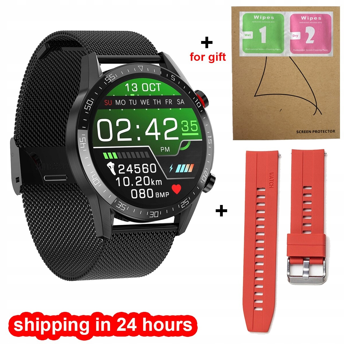 Unisex hodinky -  Smartwatch Watch-BK-Stal RD-Guma