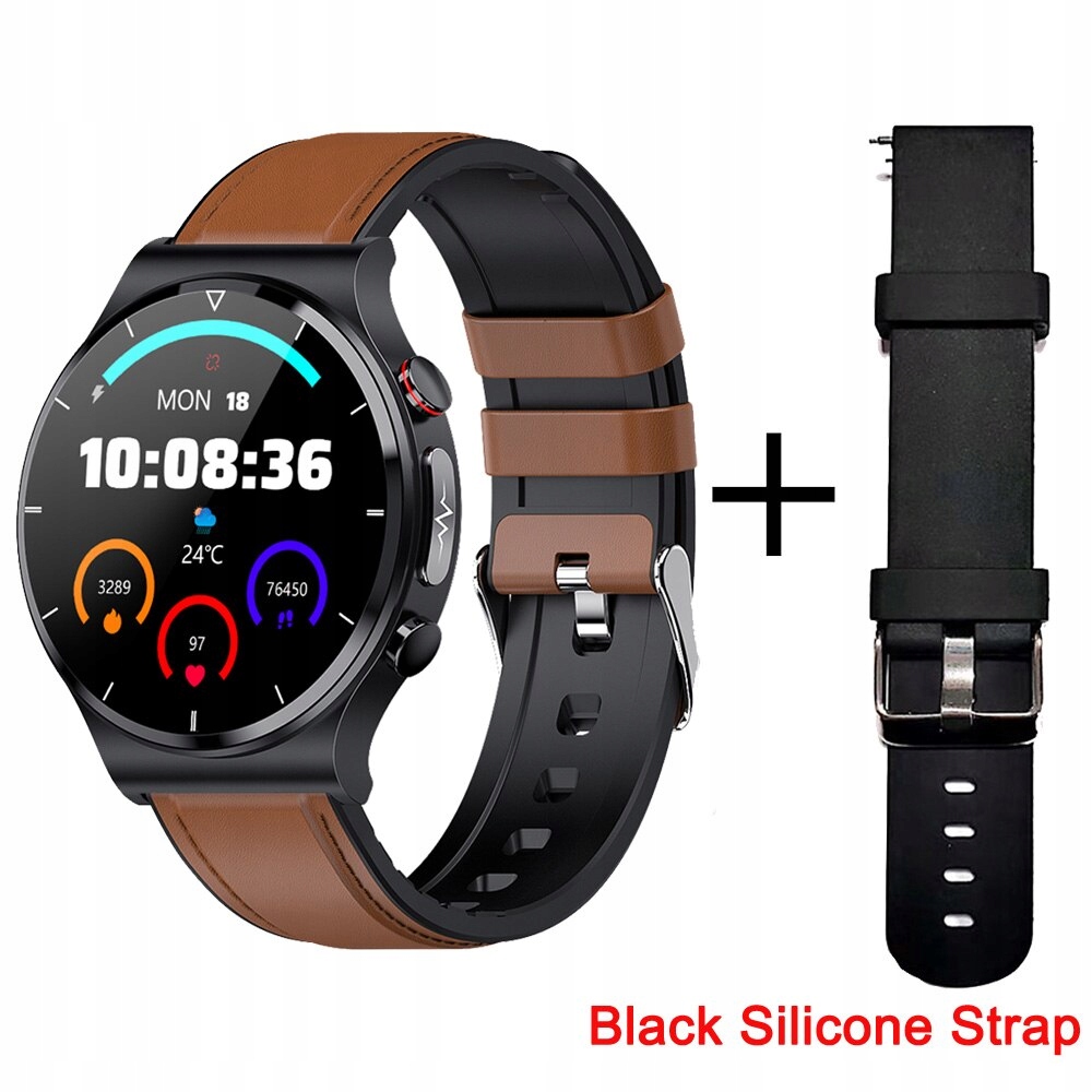 Unisex hodinky -  Smartwatch Watch-Brown kožená čierna