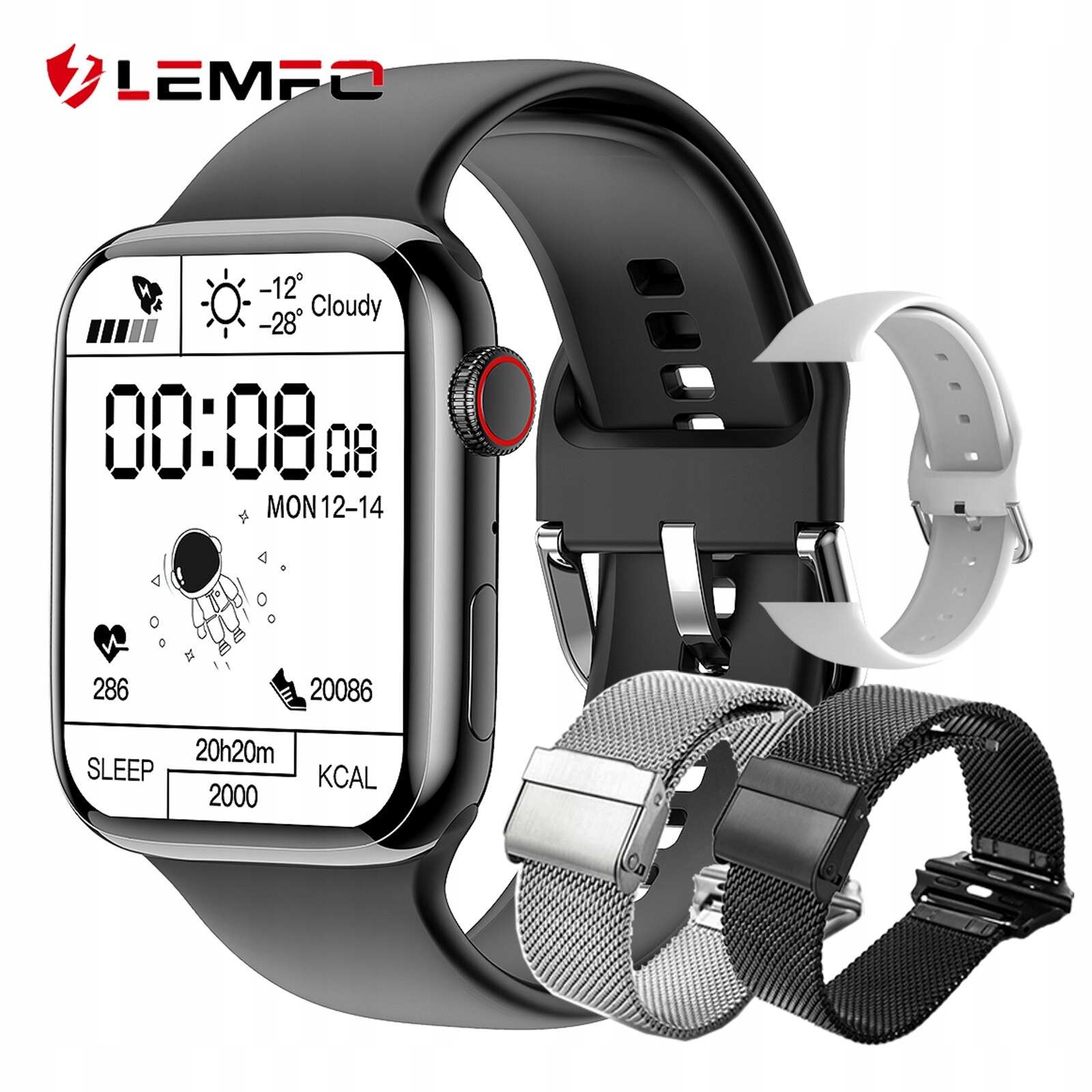 Unisex hodinky -  Smartwatch Watch-Black Set 12 44 mm pd7max