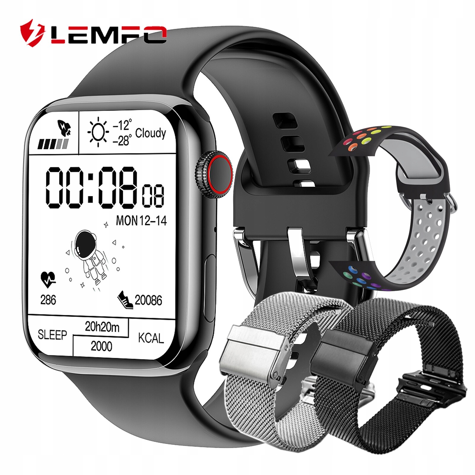 Unisex hodinky - Smartwatch Watch-Black Set 13 44 mm pd7max