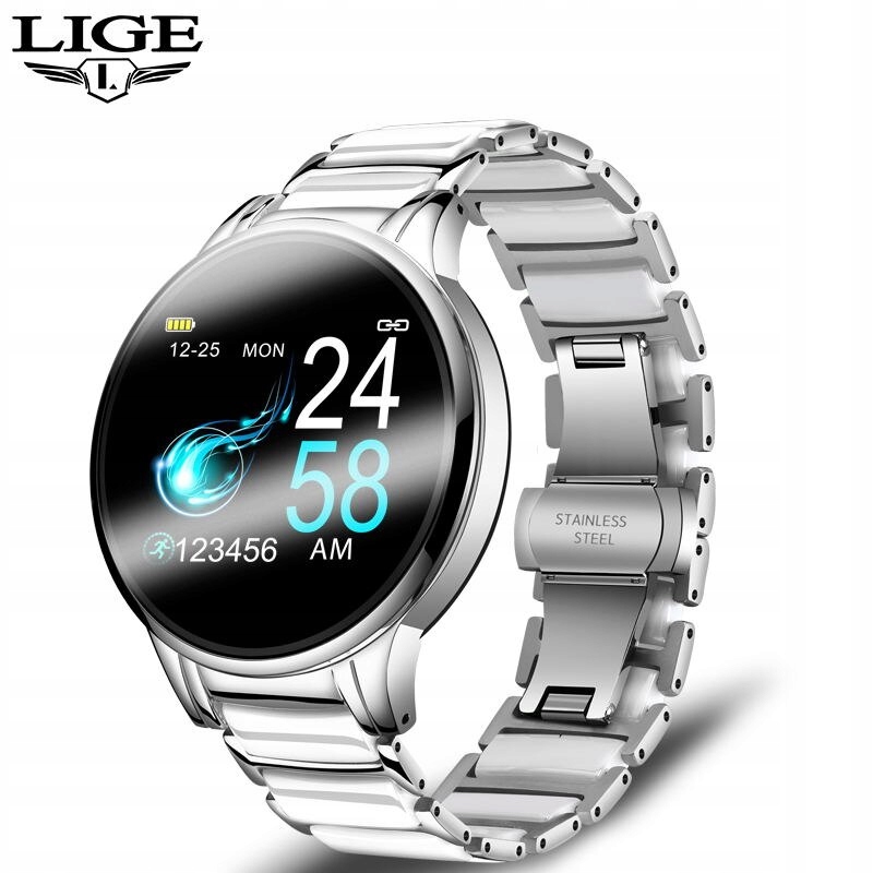 Unisex hodinky - Smartwatch Watch-Ceramic Silver White