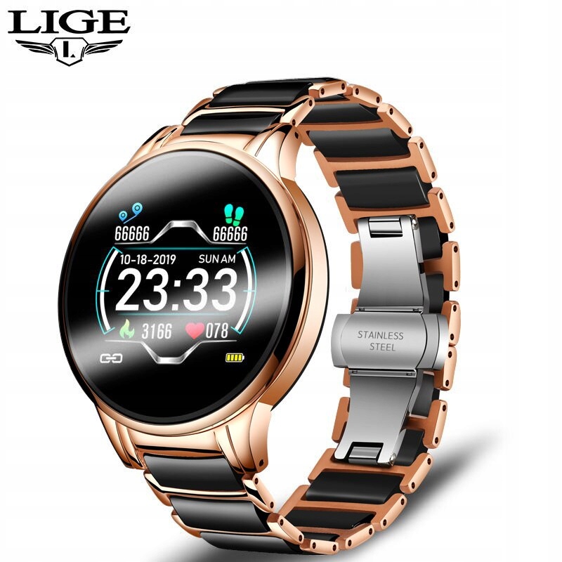 Unisex hodinky -  Smartwatch Watch-Ceramic Golden Black