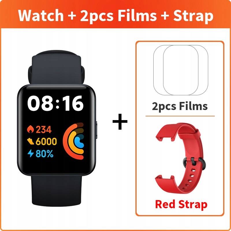 Unisex hodinky - Smartwatch Watch-Black Pridajte červený remienok