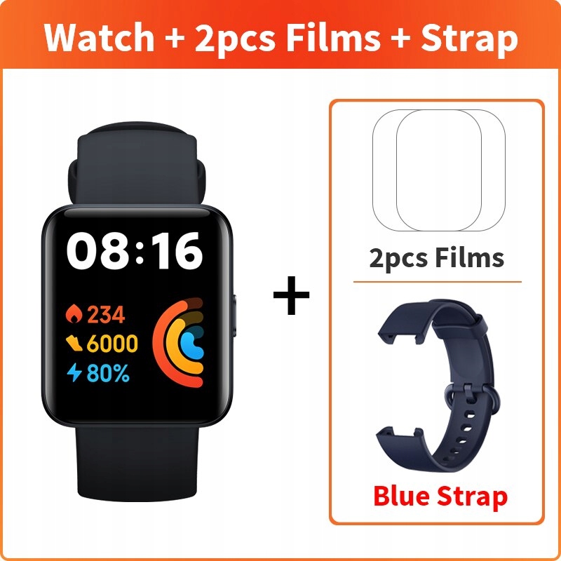 Unisex hodinky - Smartwatch Watch-čierna pridajte modrý remienok
