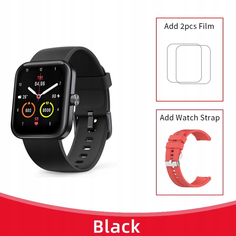 Unisex hodinky - Smartwatch Watch-Black a Red Belt