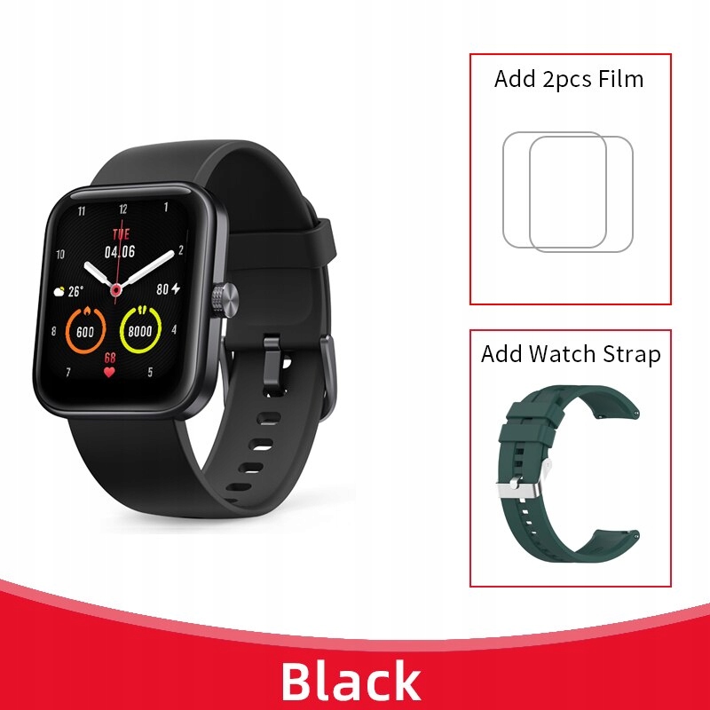 Unisex hodinky - Smartwatch Watch-čierna a zelený popruh
