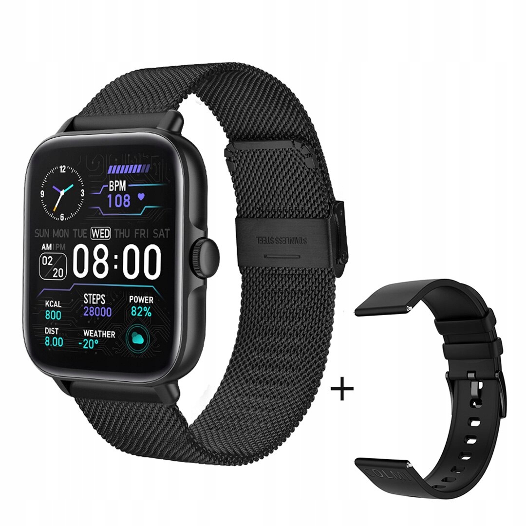 Unisex hodinky - Smartwatch Watch-čierno kovový remienok