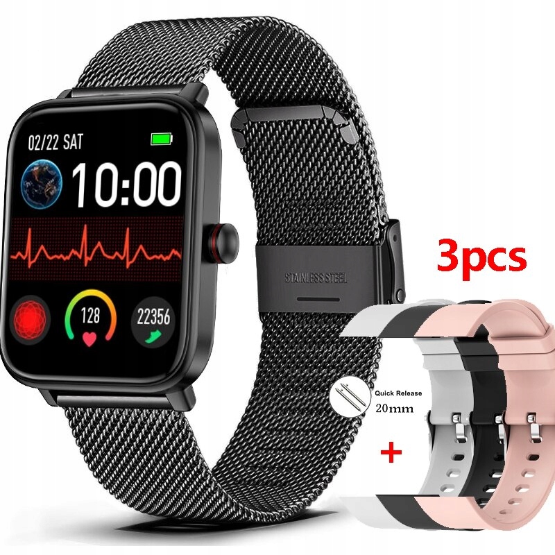 Unisex hodinky - Smartwatch Watch-čierny oceľový pás 3