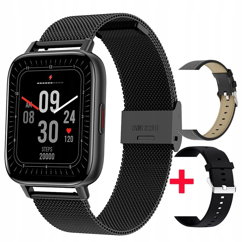 Unisex hodinky - Smartwatch Watch-Black s 2 pruhmi