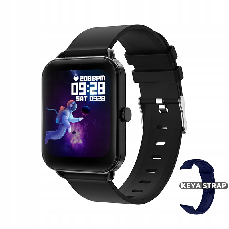 Unisex hodinky - Smartwatch Watch-Black s modrou farbou