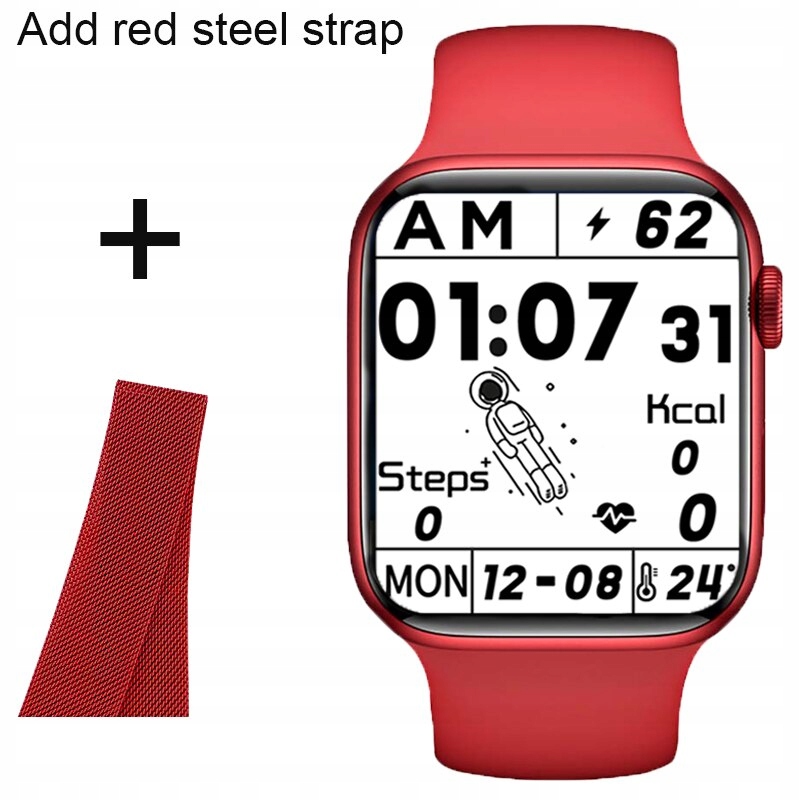 Unisex hodinky - Smartwatch Watch-červená pridať červenú oceľ