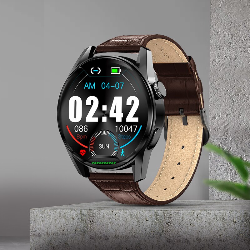 Unisex hodinky - Hnedá koža Smartwatch Watch-GT3