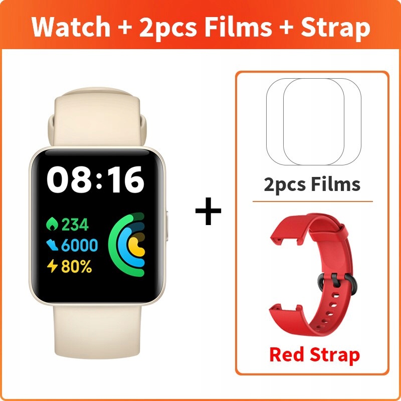 Unisex hodinky - Smartwatch Watch-Ivory Pridajte červený remienok