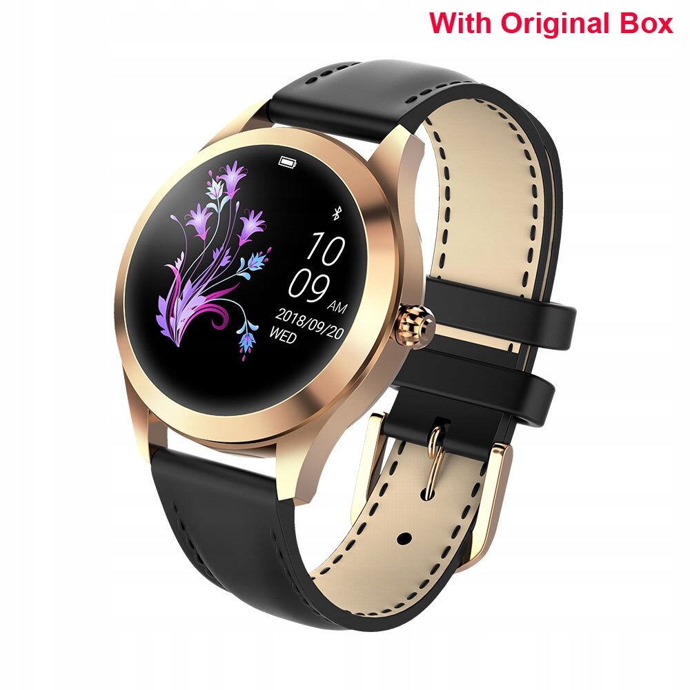 Unisex hodinky - Smartwatch Watch-KW10 Golden Black Lea