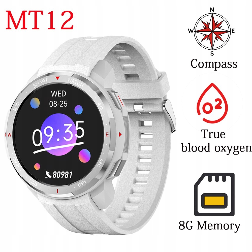 Unisex hodinky - Smartwatch Watch-Mt12 White Silica Standard