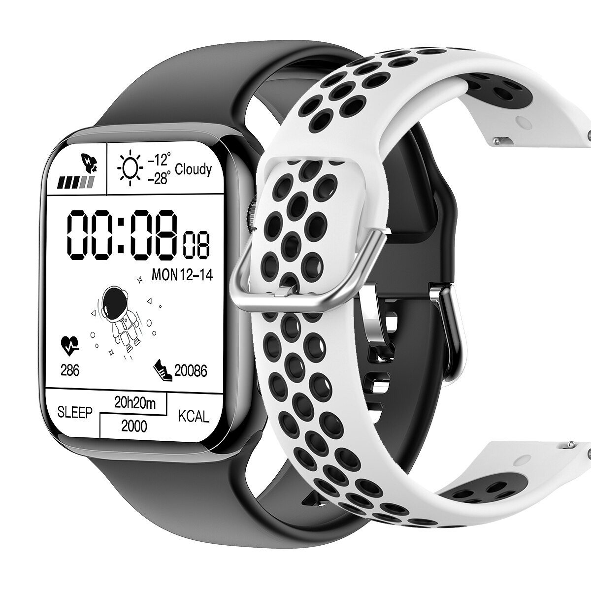 Unisex hodinky - Smartwatch Watch-pd7 čierna pridajte bielu
