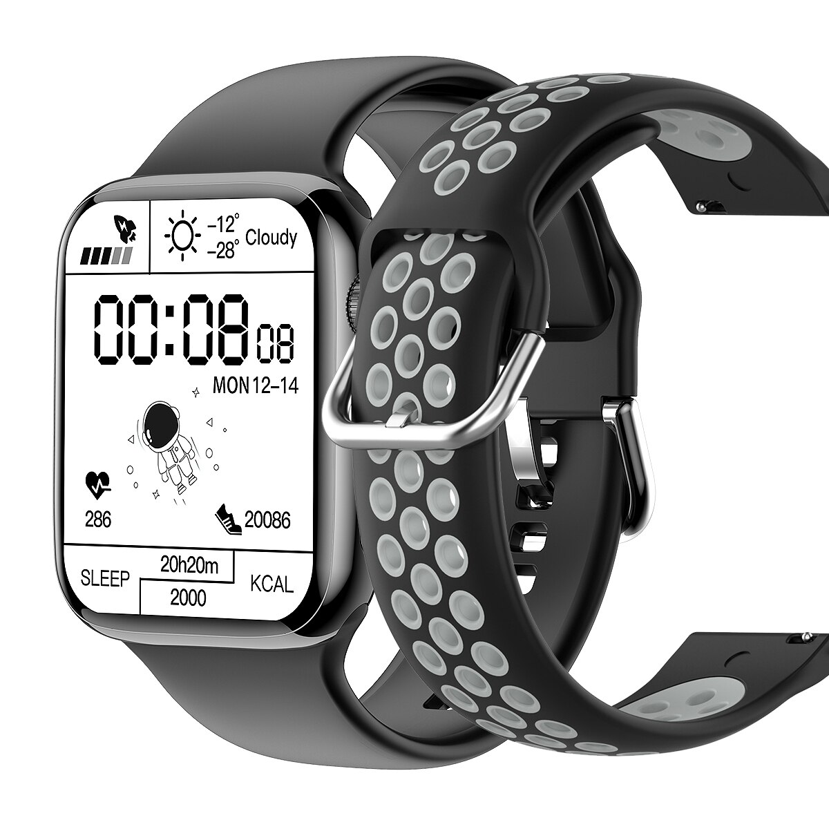 Unisex hodinky - Smartwatch Watch-pd7 čierna pridajte Gary