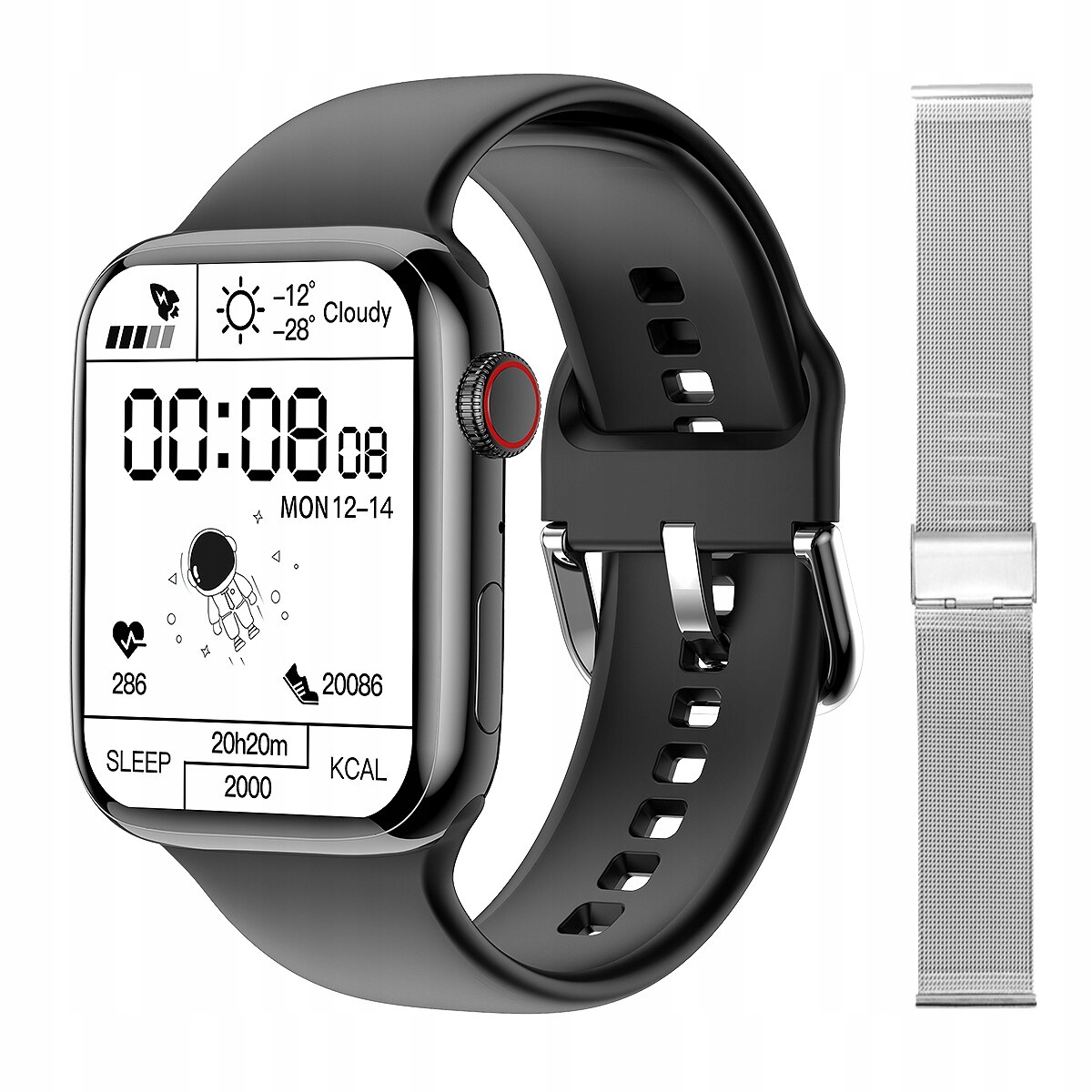 Unisex hodinky - Smartwatch Watch-pd7 čierna pridajte striebro