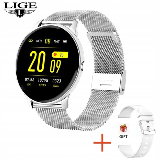 Unisex hodinky - Smartwatch Watch-Pasek s 2 sieťovými striebornými