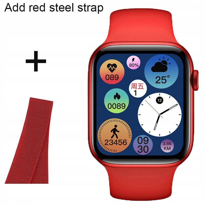 Unisex hodinky - Smartwatch Watch-RD Pridajte červenú oceľ