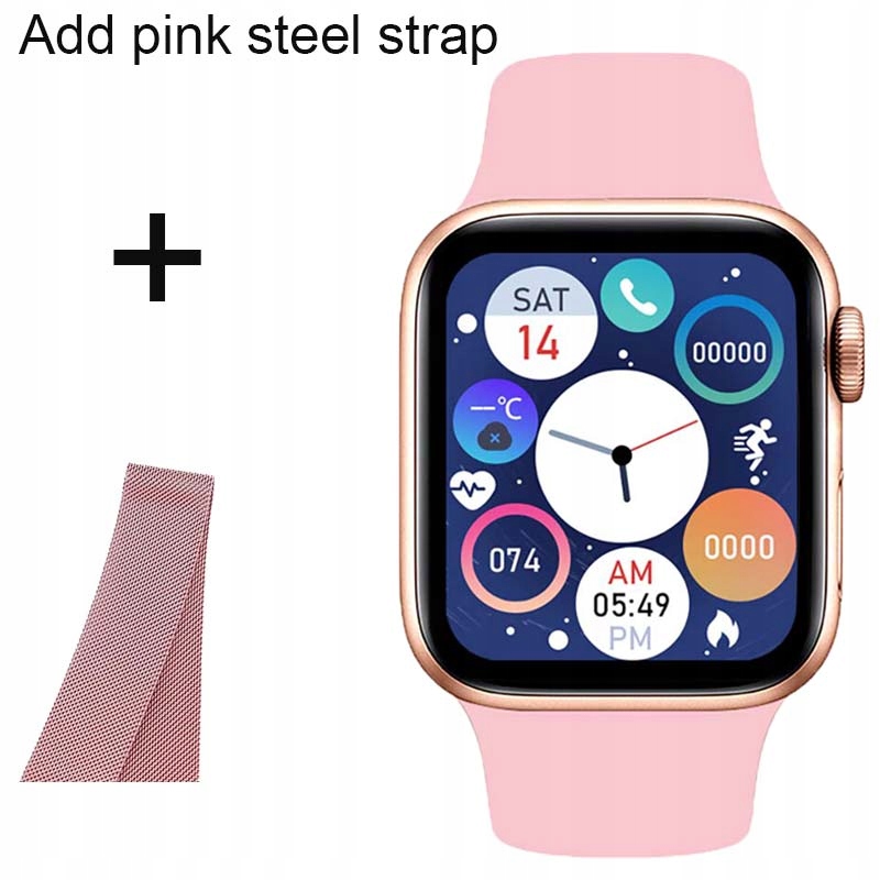 Unisex hodinky - Smartwatch Watch-ružové pridať ružovú oceľ